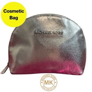 MICHAEL KORS 🩶 Shiny, Shimmery Metallic Silver Cosmetic Bag